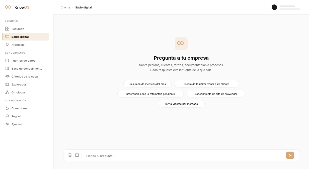 Sabio digital de Integrafy KnowOS respondiendo con fuentes